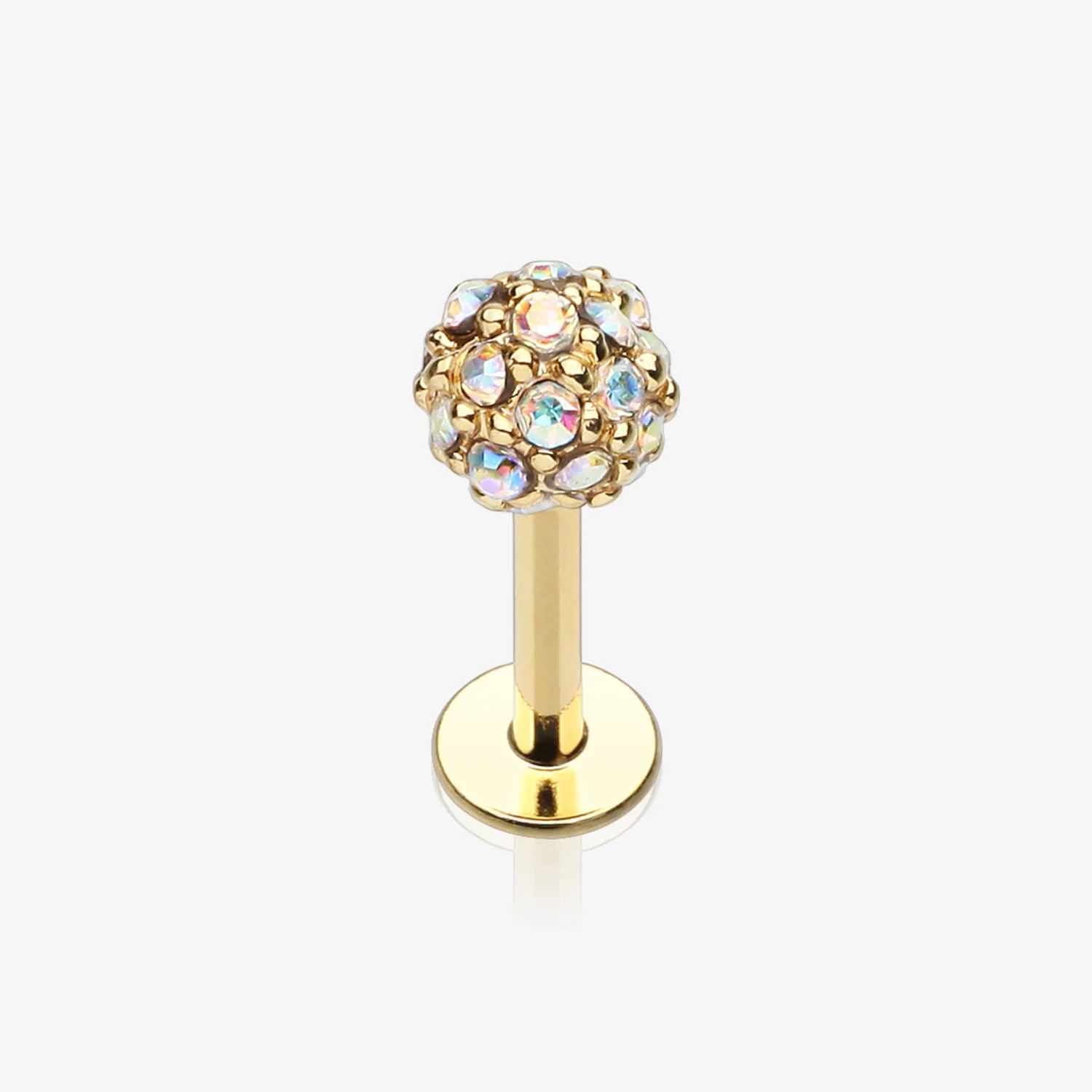 Golden Pave Sparkle Full Dome Top Steel Labret