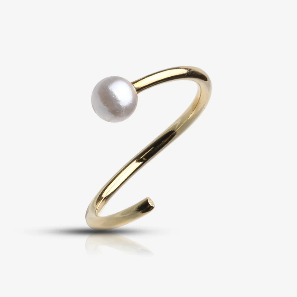 Golden Pearl Bead Bendable Hoop Ring - Image 3