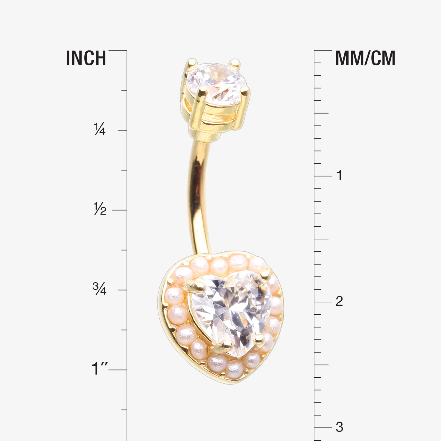 Golden Pearlescent Heart Sparkle Belly Button Ring - Image 2