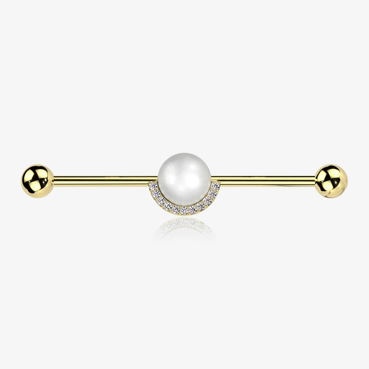 Golden Pearlescent Sparkle Crescent Rim Industrial Barbell