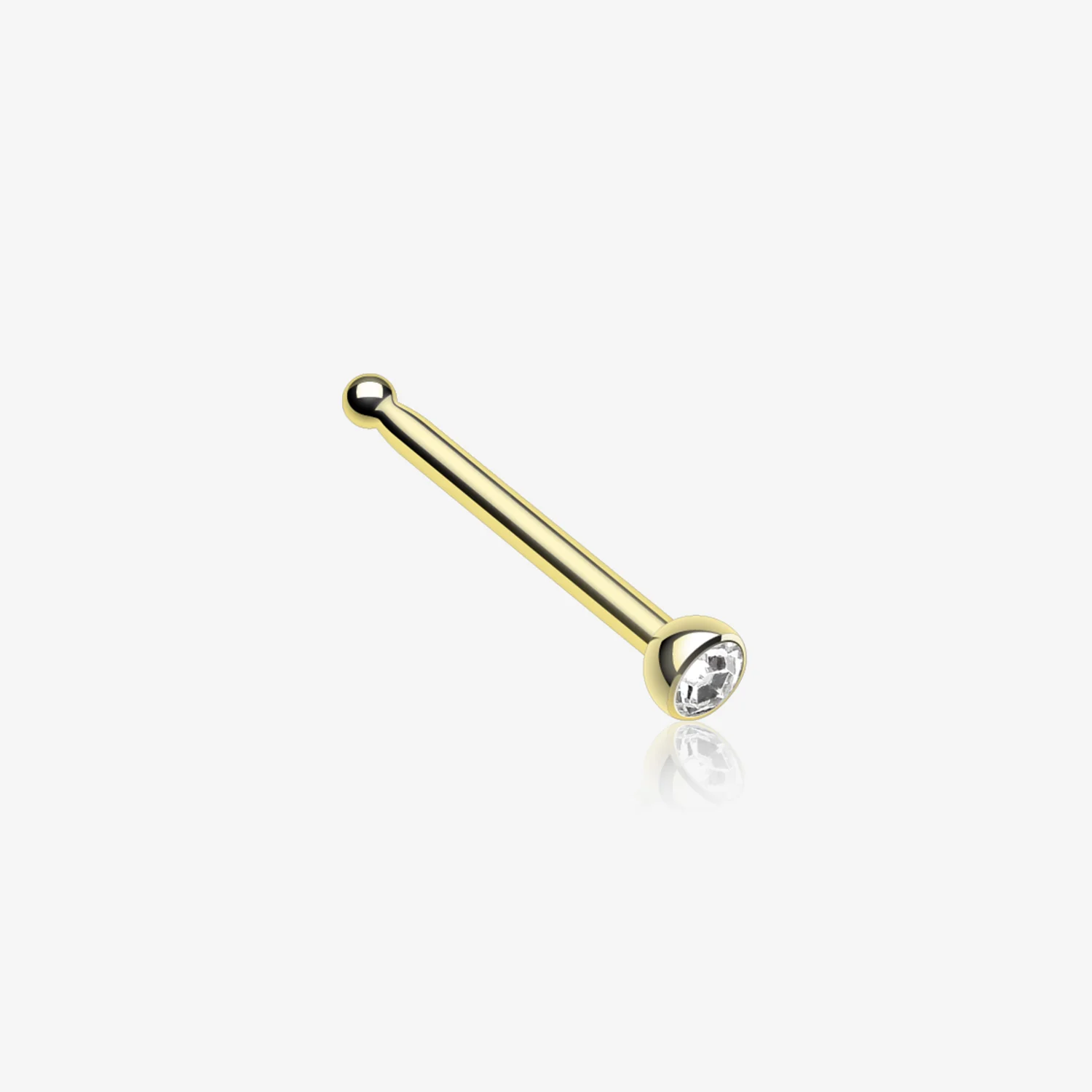 Golden Press Fit Gem Top Steel Nose Stud Ring