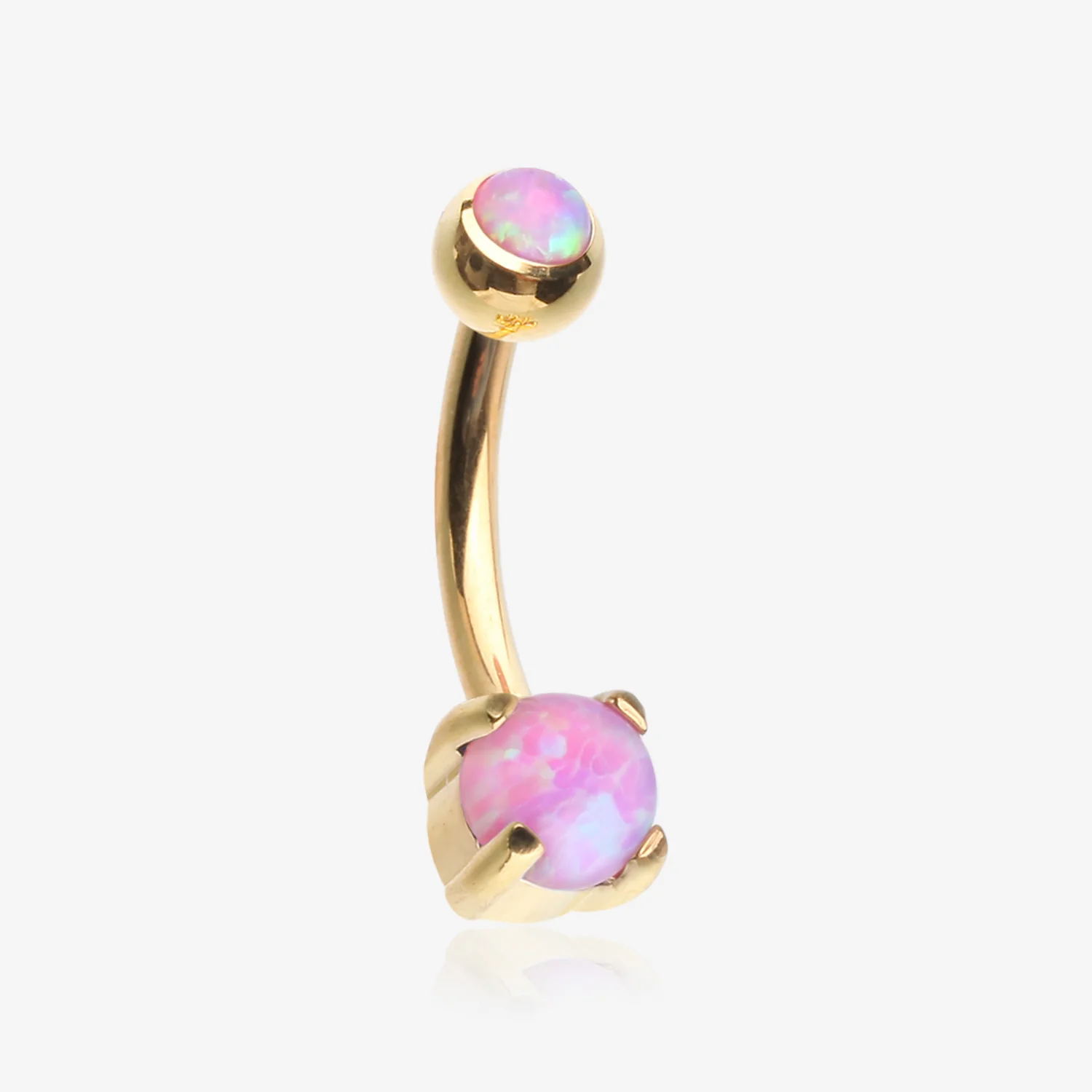 Golden Pristine Fire Opal Sparkles Internally Threaded Curved Barbell