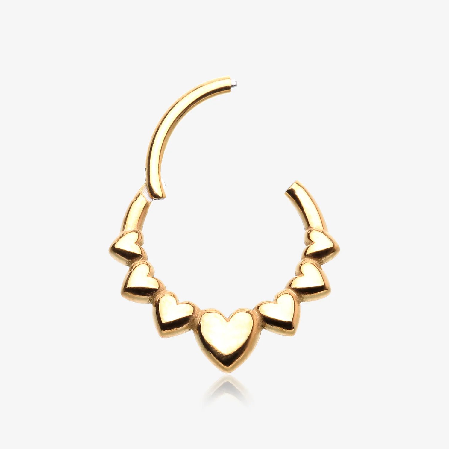Golden Queen of Hearts Steel Seamless Clicker Hoop Ring - Image 2
