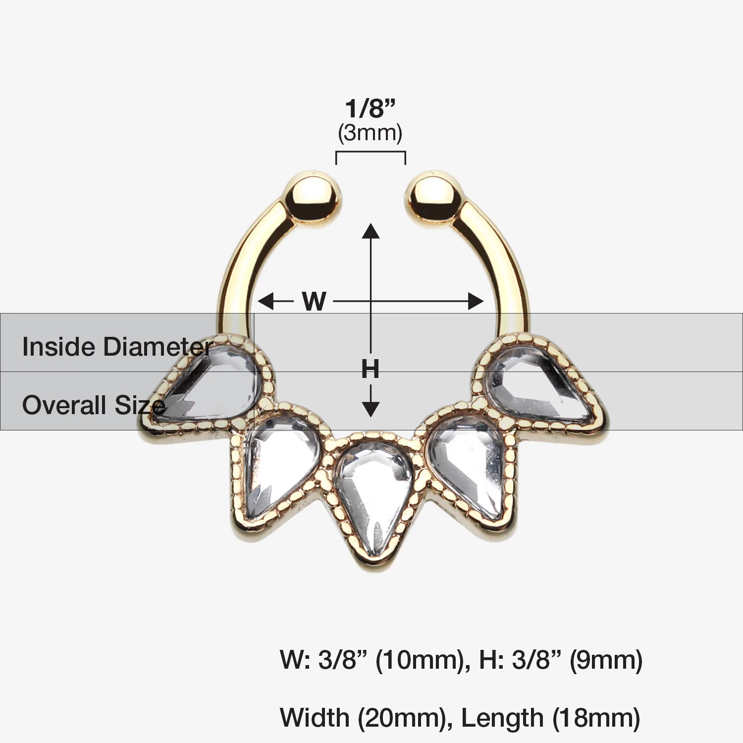 Golden Quinary Spear Fake Septum Clip-On Ring - Image 2