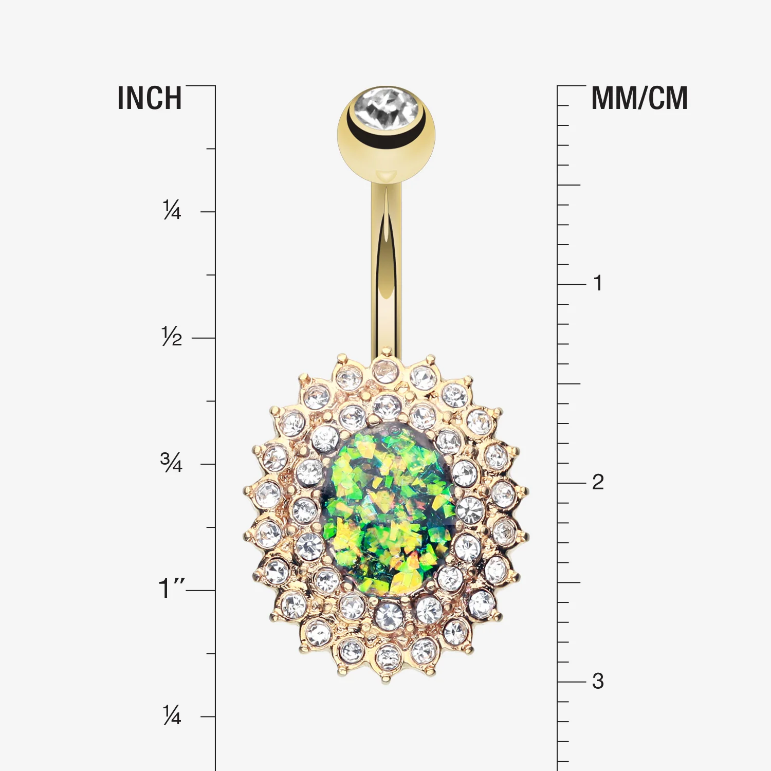 Golden Radiant Opal Sparkle Belly Button Ring - Image 2