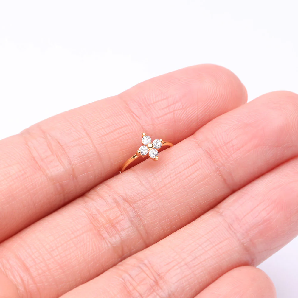 Golden Radiant Star Sparkle Bendable Hoop Ring - Image 3