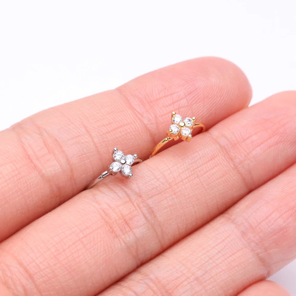 Golden Radiant Star Sparkle Bendable Hoop Ring - Image 4