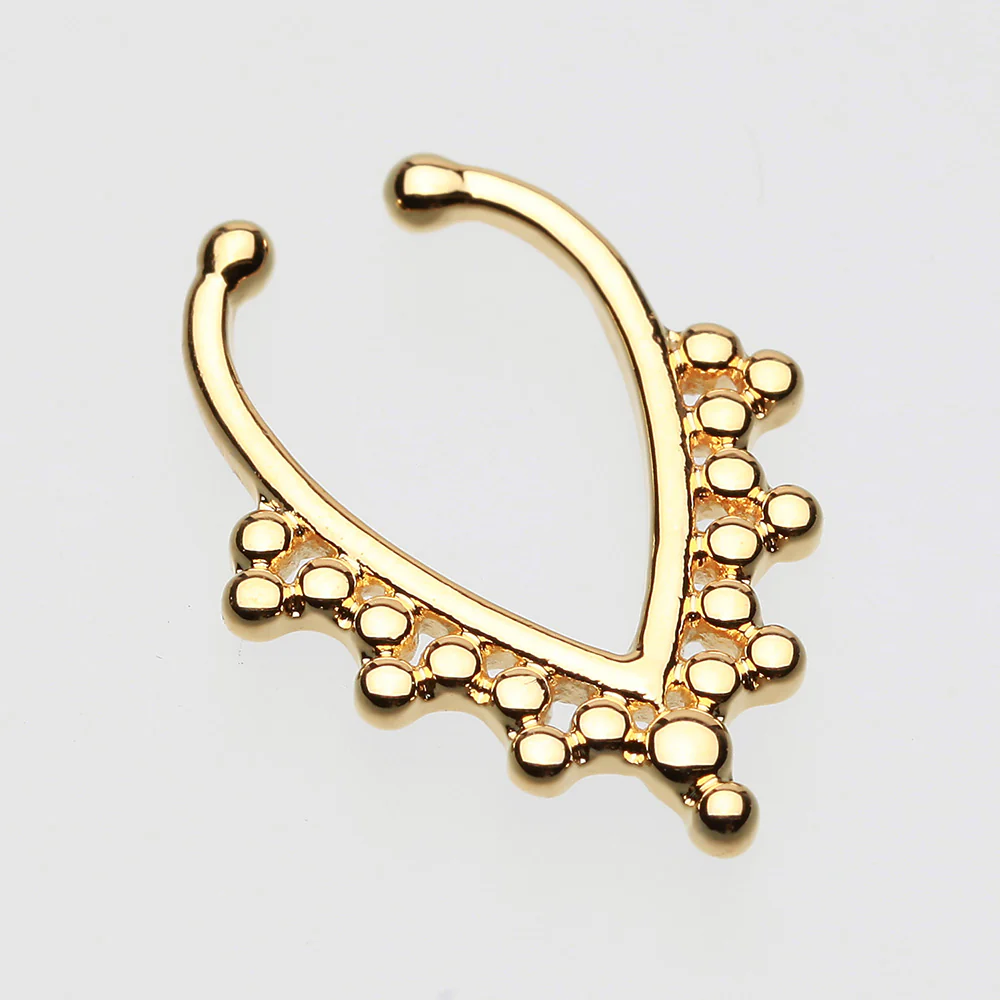Golden Regent Drape Filigree Fake Septum Clip-On Ring - Image 3