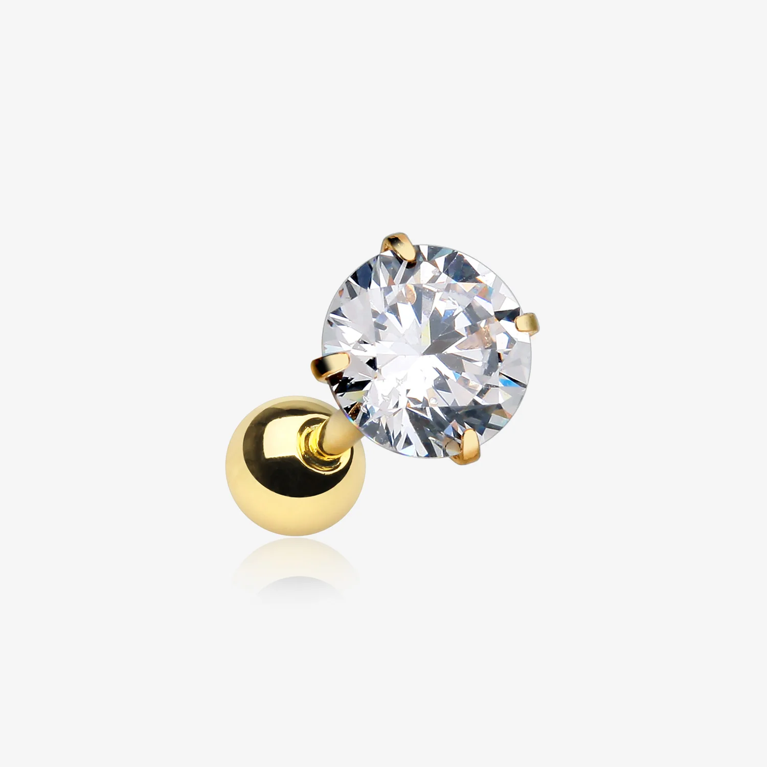 Golden Round Gem Crystal Cartilage Tragus Earring