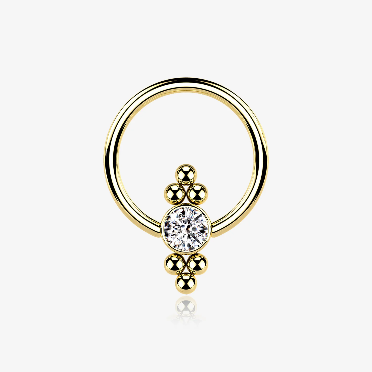 Golden Royal Bali Essence Beaded Steel Captive Bead Ring