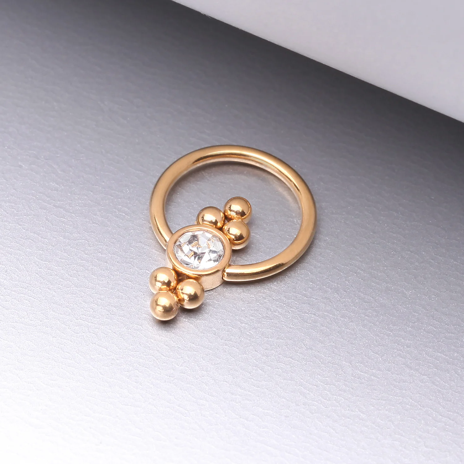 Golden Royal Bali Essence Beaded Steel Captive Bead Ring - Image 2