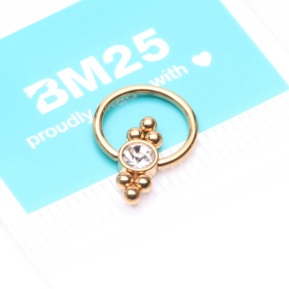 Golden Royal Bali Essence Beaded Steel Captive Bead Ring - Image 5