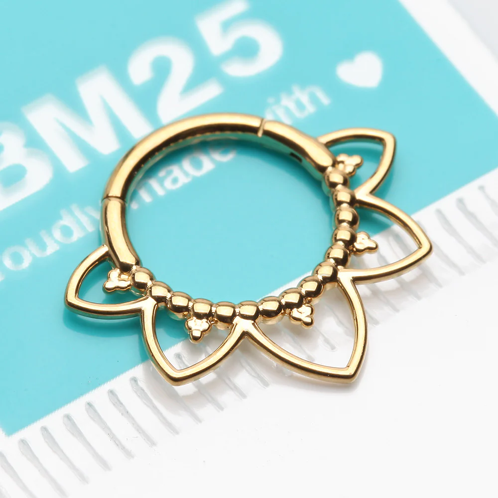 Golden Royal Bali Floral Seamless Clicker Hoop Ring - Image 3