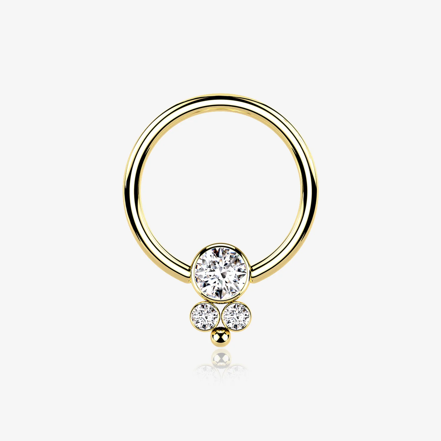 Golden Royal Bali Sparkle Beaded Steel Captive Bead Ring