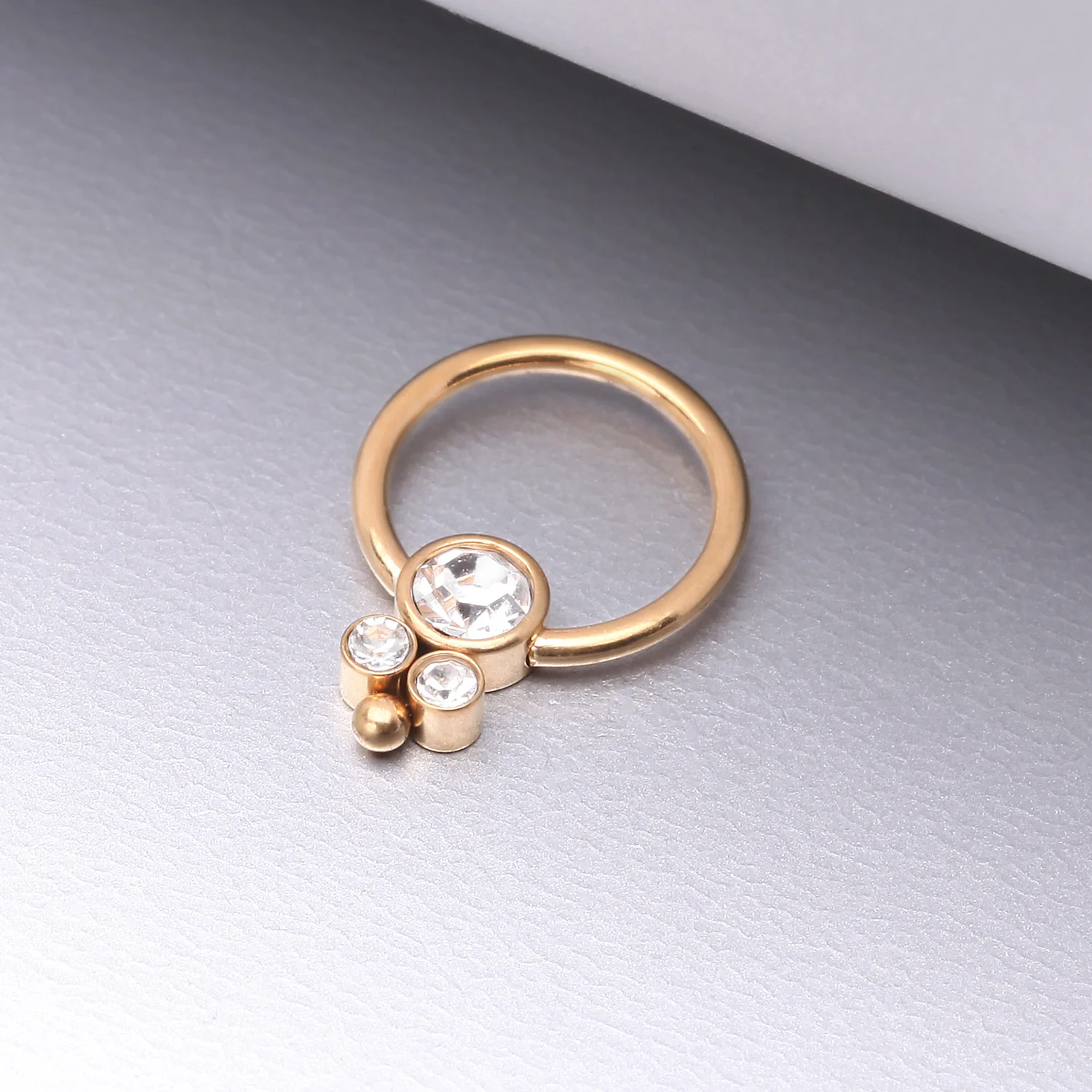 Golden Royal Bali Sparkle Beaded Steel Captive Bead Ring - Image 2