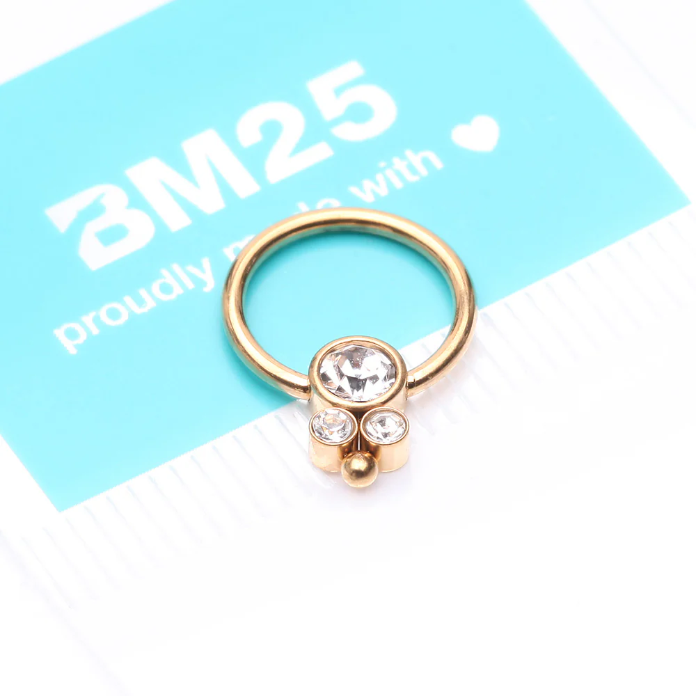 Golden Royal Bali Sparkle Beaded Steel Captive Bead Ring - Image 5