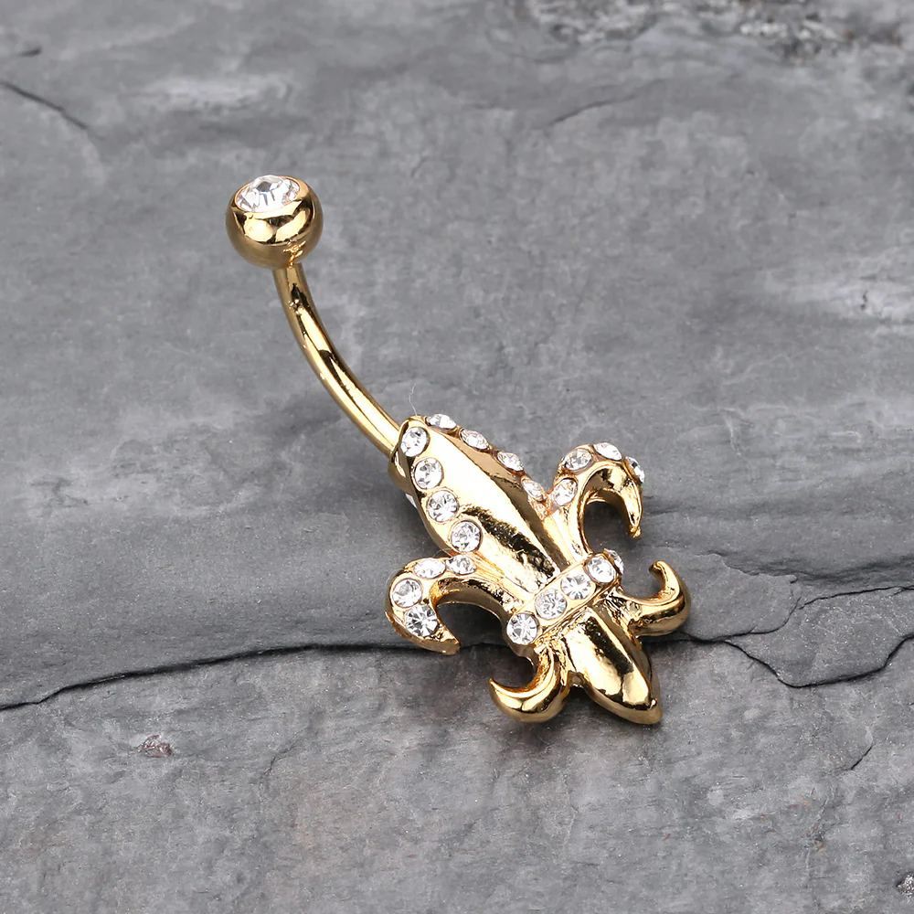 Golden Royal Fleur De Lis Belly Button Ring - Image 3