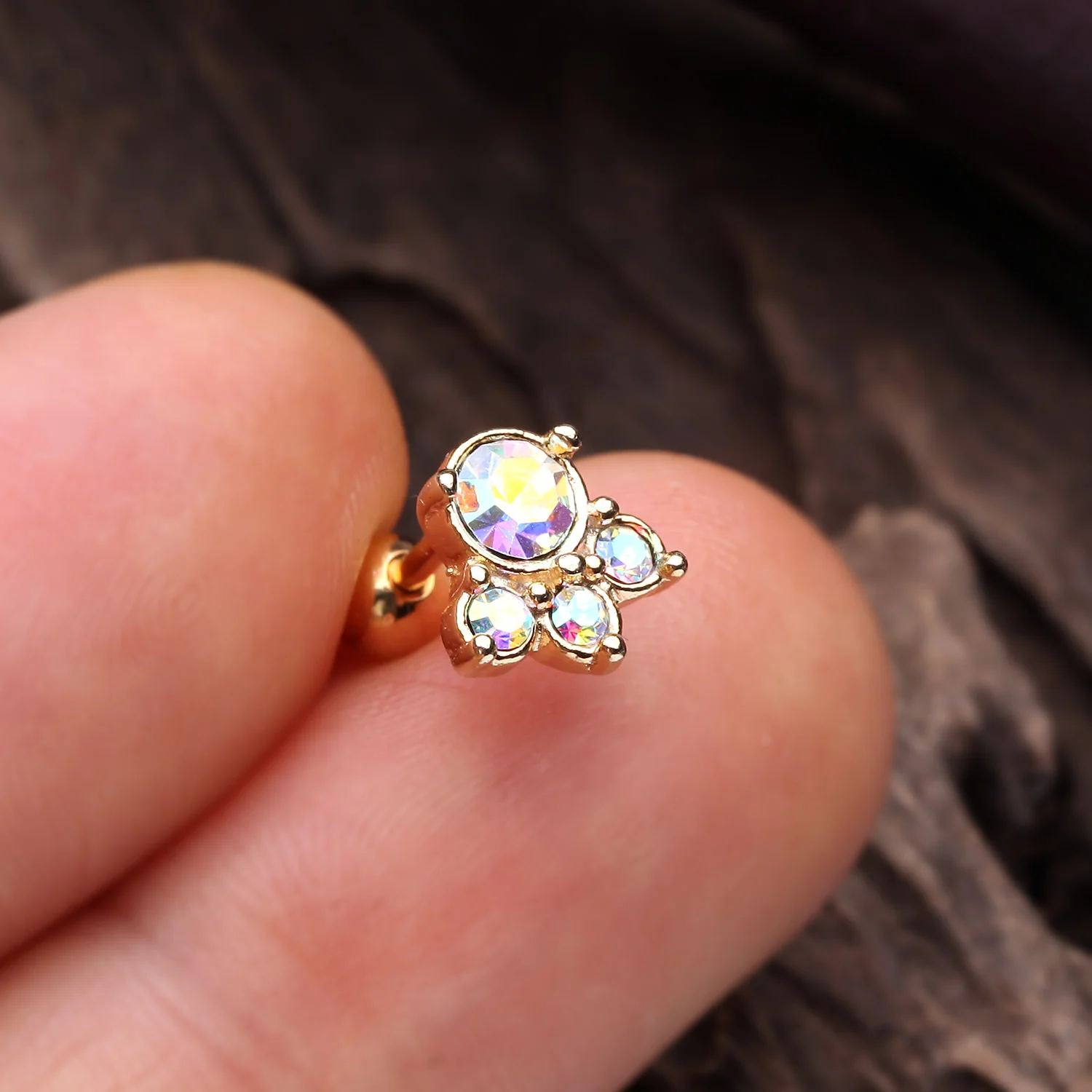 Golden Royal Majestic Cartilage Tragus Earring - Image 2