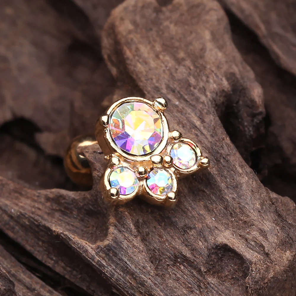 Golden Royal Majestic Cartilage Tragus Earring - Image 3