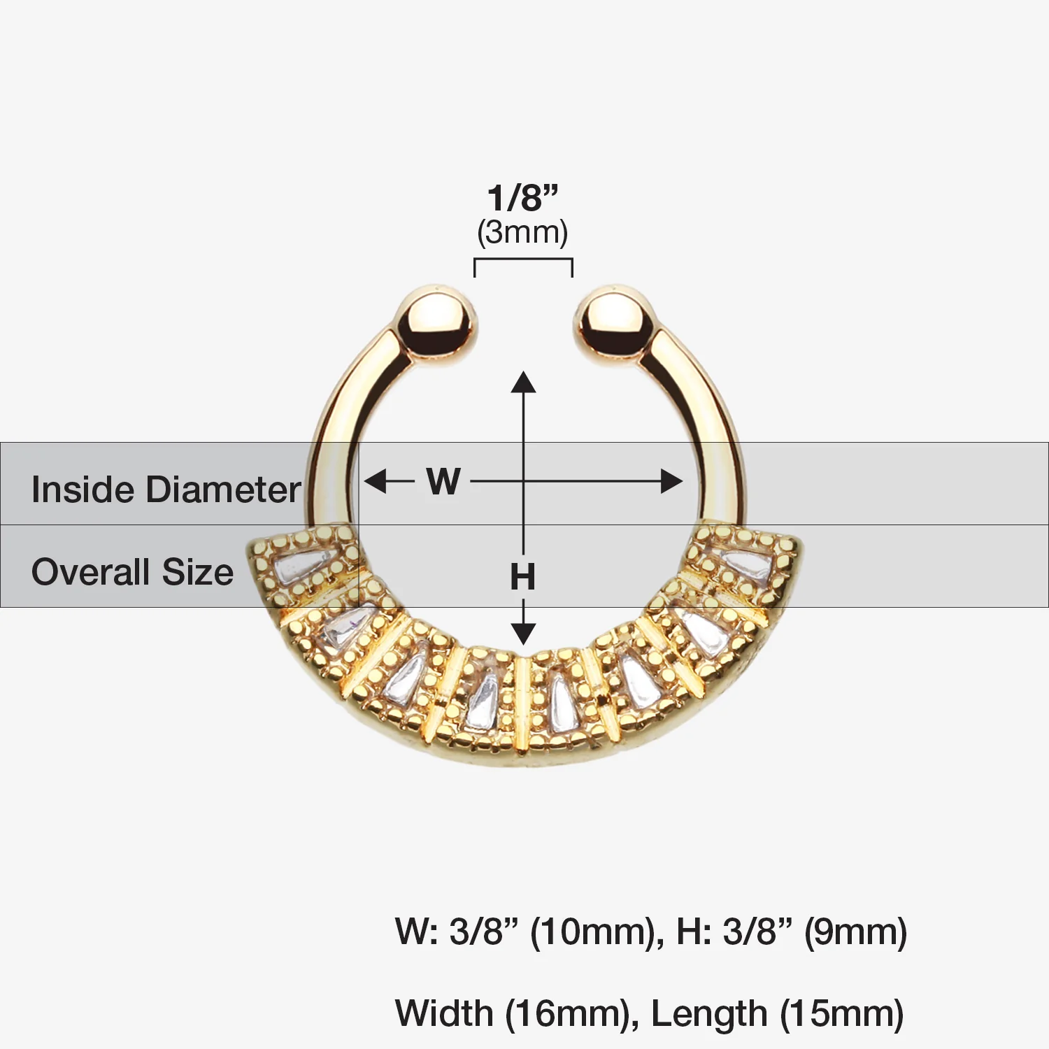 Golden Sabre Arc Fake Septum Clip-On Ring - Image 2