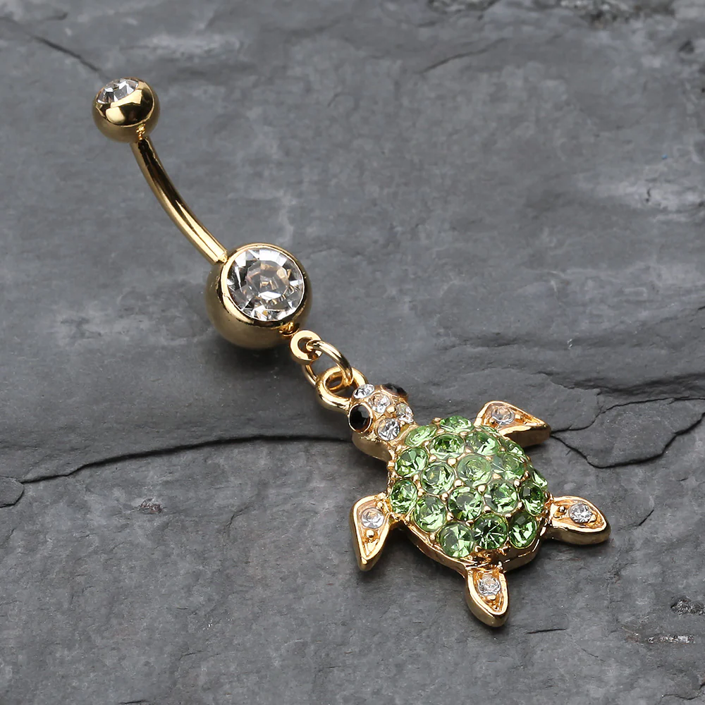 Golden Sea Turtle Belly Button Ring - Image 3