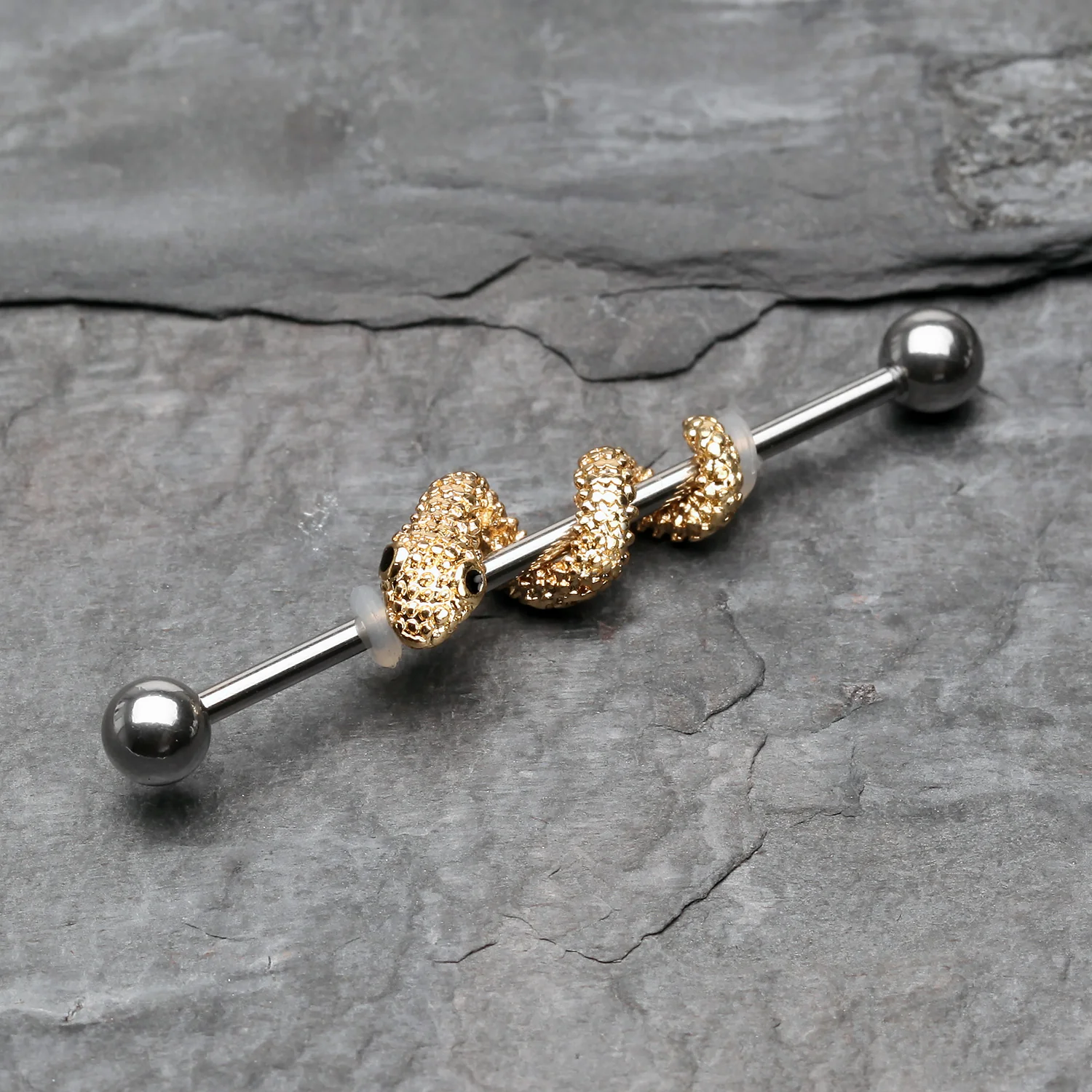 Golden Serpent Snake Industrial Barbell - Image 2