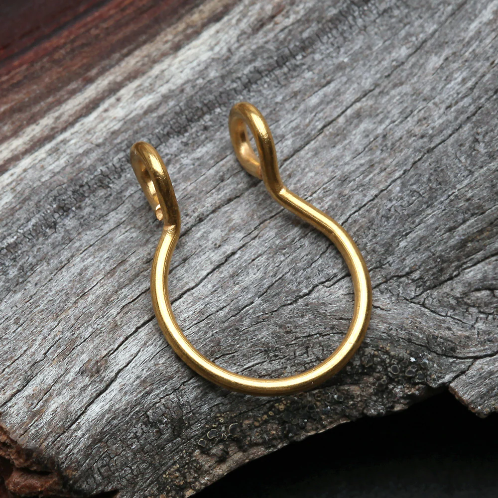 Golden Simple Loop Steel Non-Piercing Fake Septum Ring - Image 3