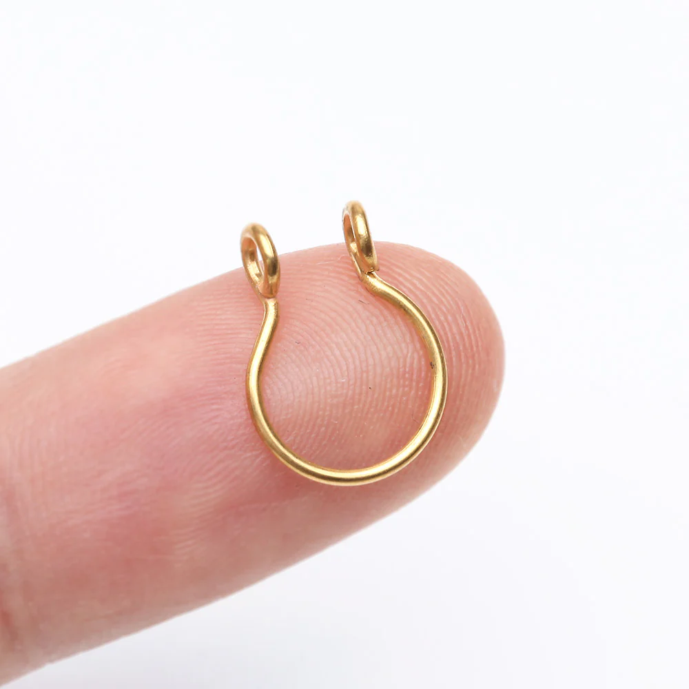 Golden Simple Loop Steel Non-Piercing Fake Septum Ring - Image 4