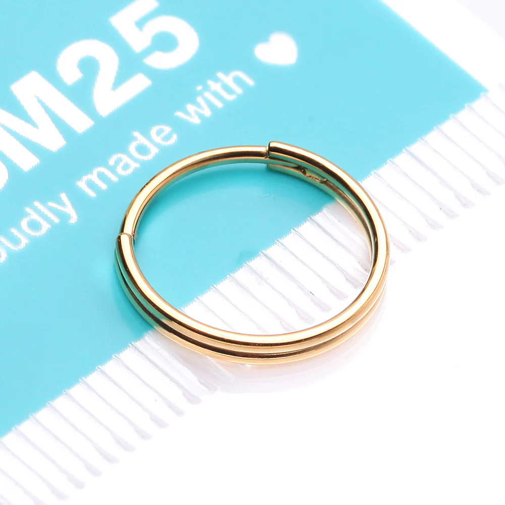 Golden Skinny Double Layered Clicker Hoop Ring - Image 5