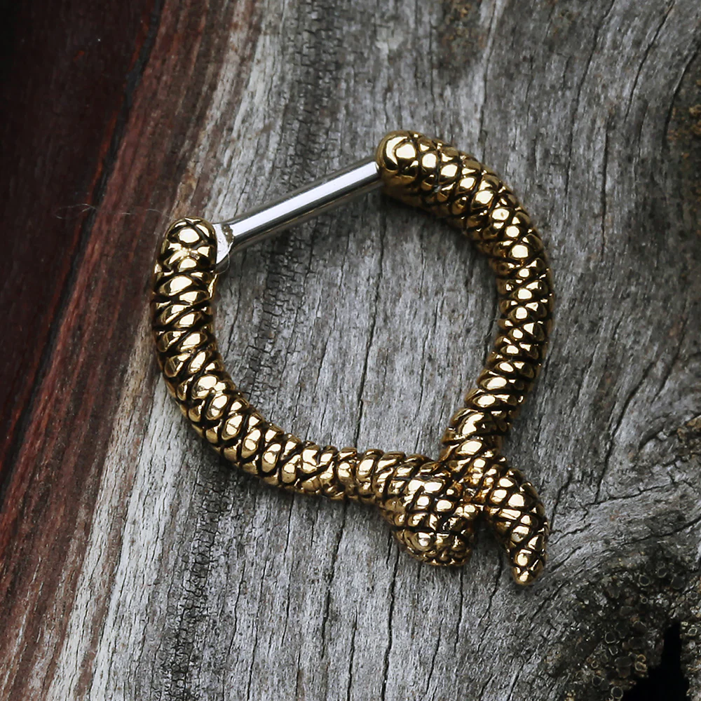 Golden Slithering Snake Septum Clicker - Image 3