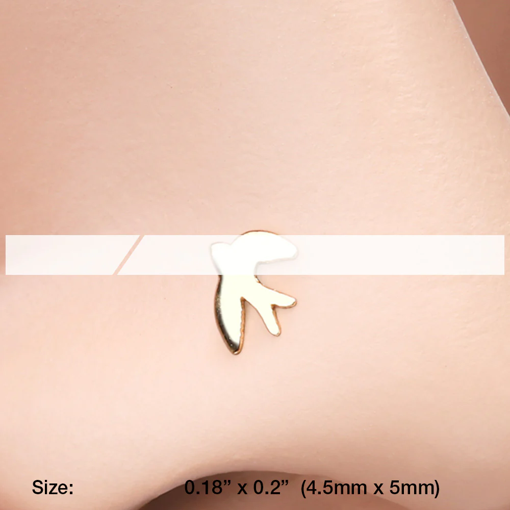 Golden Soaring Swallow Nose Stud Ring - Image 3