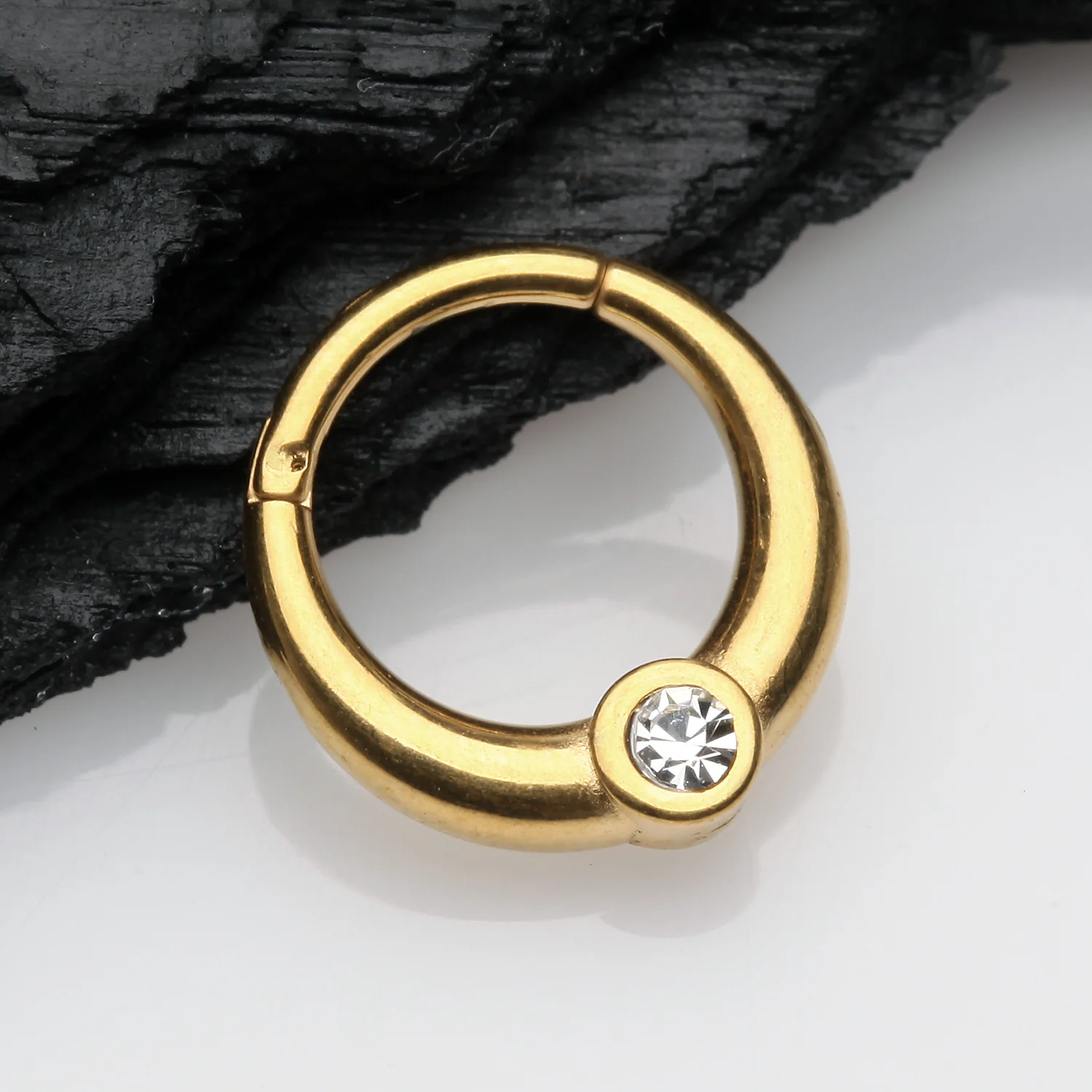 Golden Sparkle Eclipse Seamless Clicker Hoop Ring - Image 2