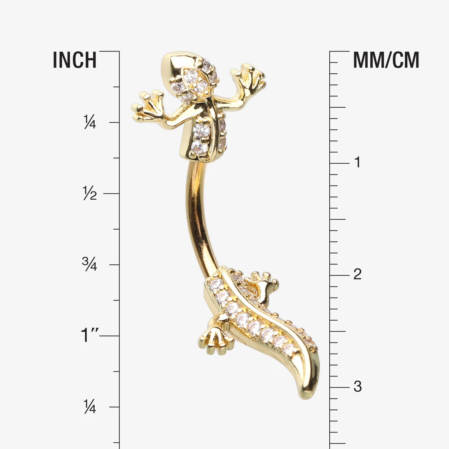Golden Sparkle Gecko Lizard Belly Button Ring - Image 2