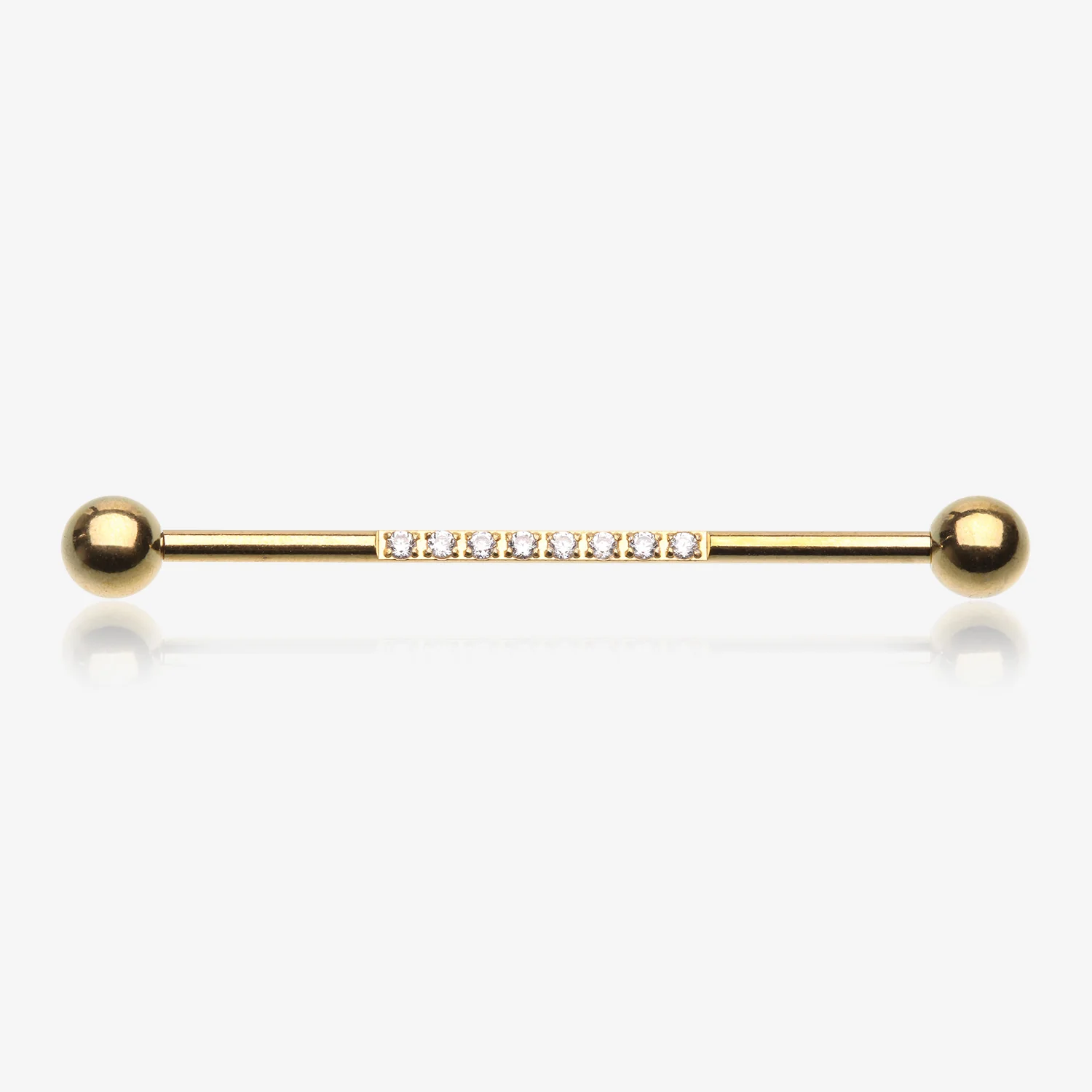 Golden Sparkle Lined Gems Industrial Barbell