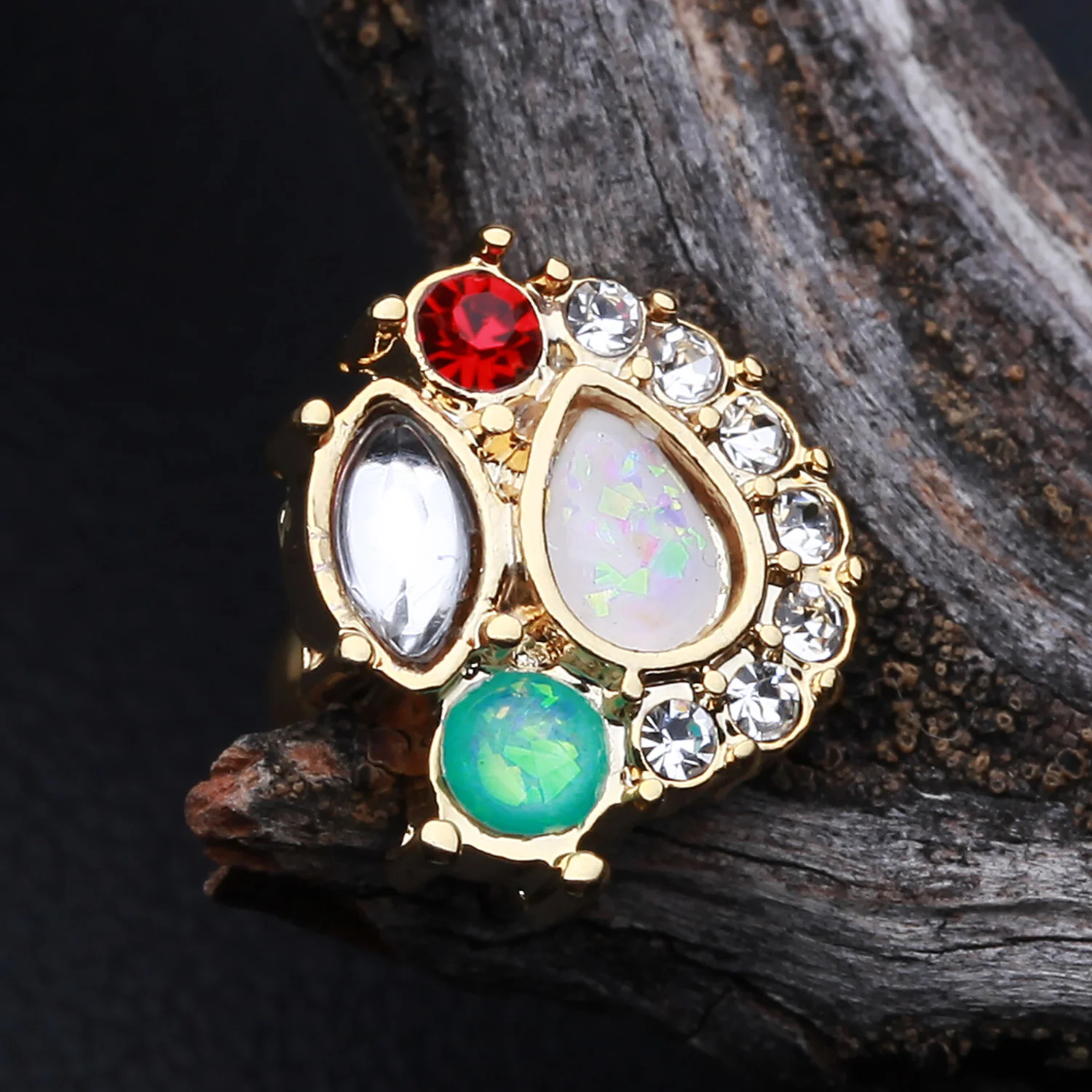 Golden Sparkle Opal Medley Cartilage Tragus Earring - Image 2