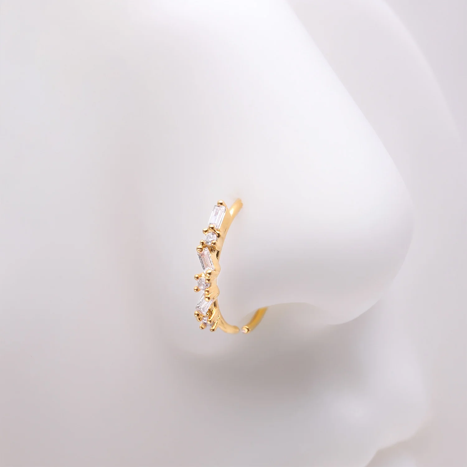 Golden Sparkle Overload ZigZag Multi-Gem Bendable Hoop Ring - Image 2