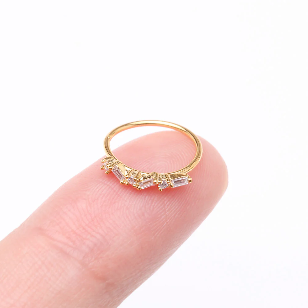 Golden Sparkle Overload ZigZag Multi-Gem Bendable Hoop Ring - Image 3