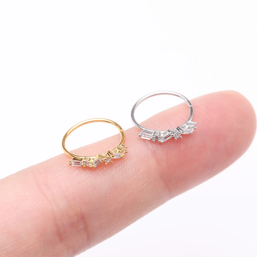 Golden Sparkle Overload ZigZag Multi-Gem Bendable Hoop Ring - Image 4