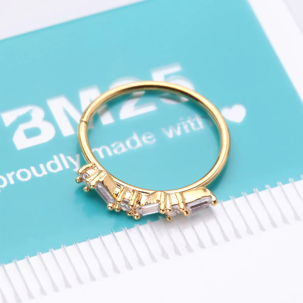 Golden Sparkle Overload ZigZag Multi-Gem Bendable Hoop Ring - Image 5
