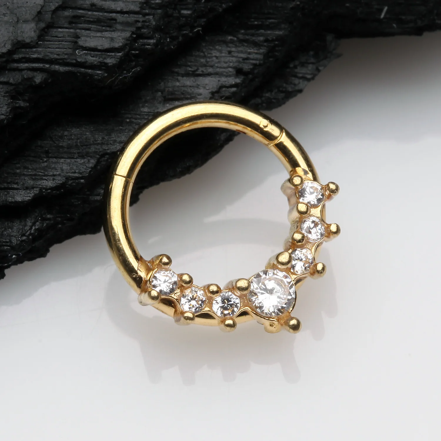 Golden Sparkle Princess Journey Seamless Clicker Hoop Ring - Image 2