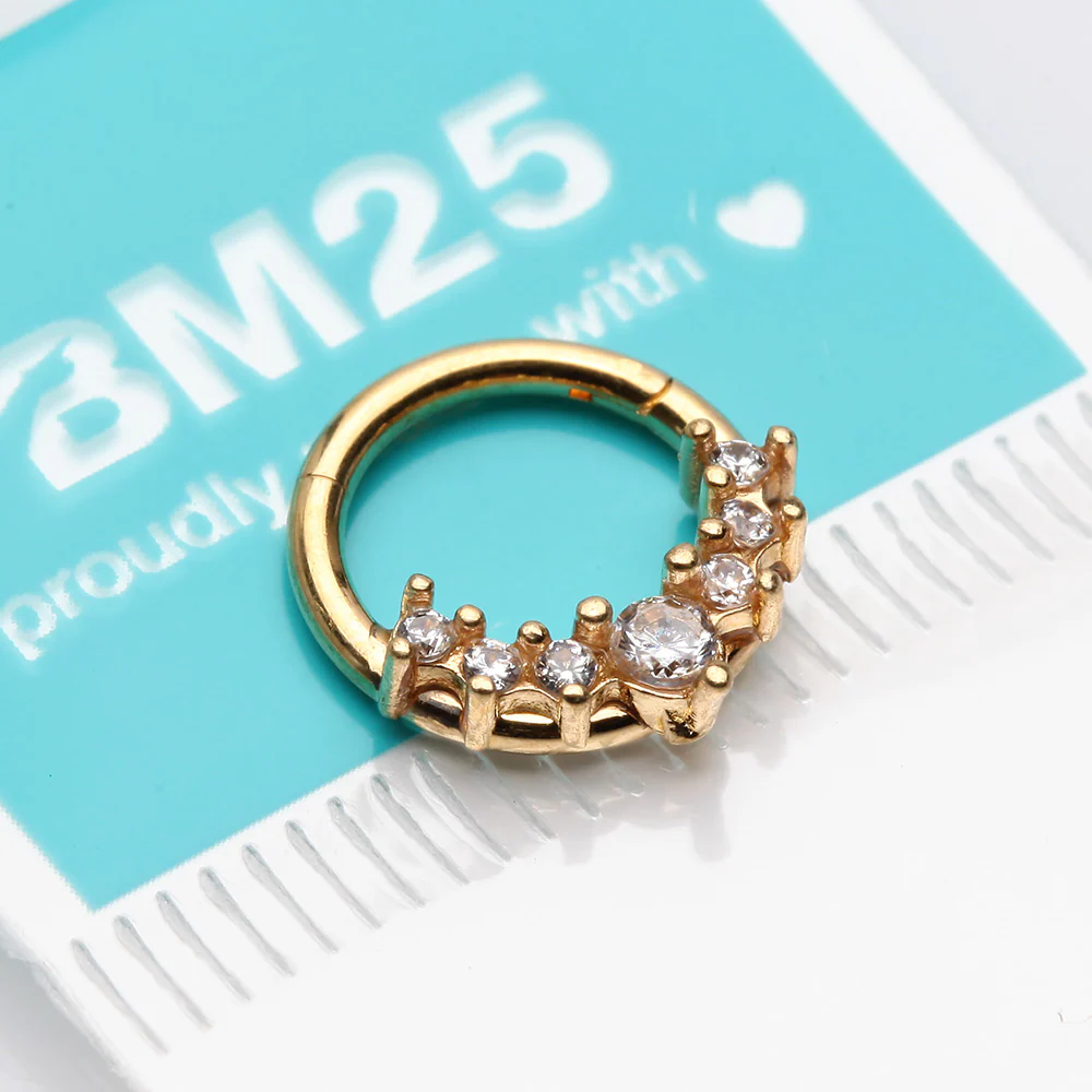 Golden Sparkle Princess Journey Seamless Clicker Hoop Ring - Image 3
