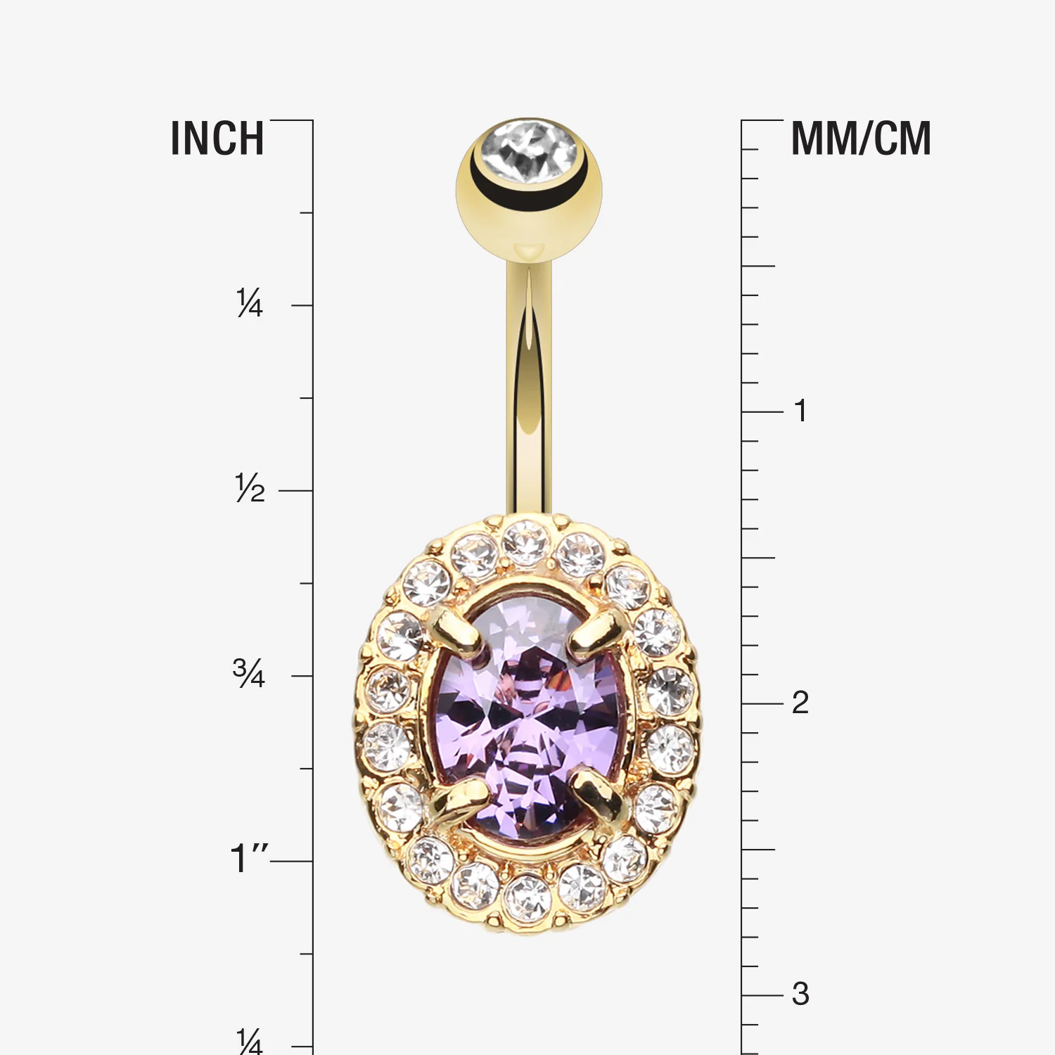 Golden Sparkle Prong Gem Belly Button Ring - Image 2