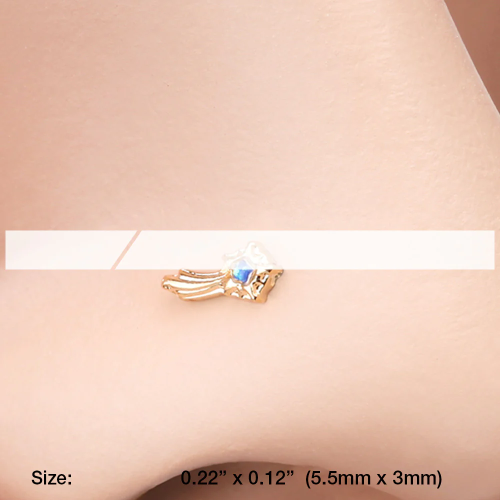 Golden Sparkle Shooting Star Nose Stud Ring - Image 3