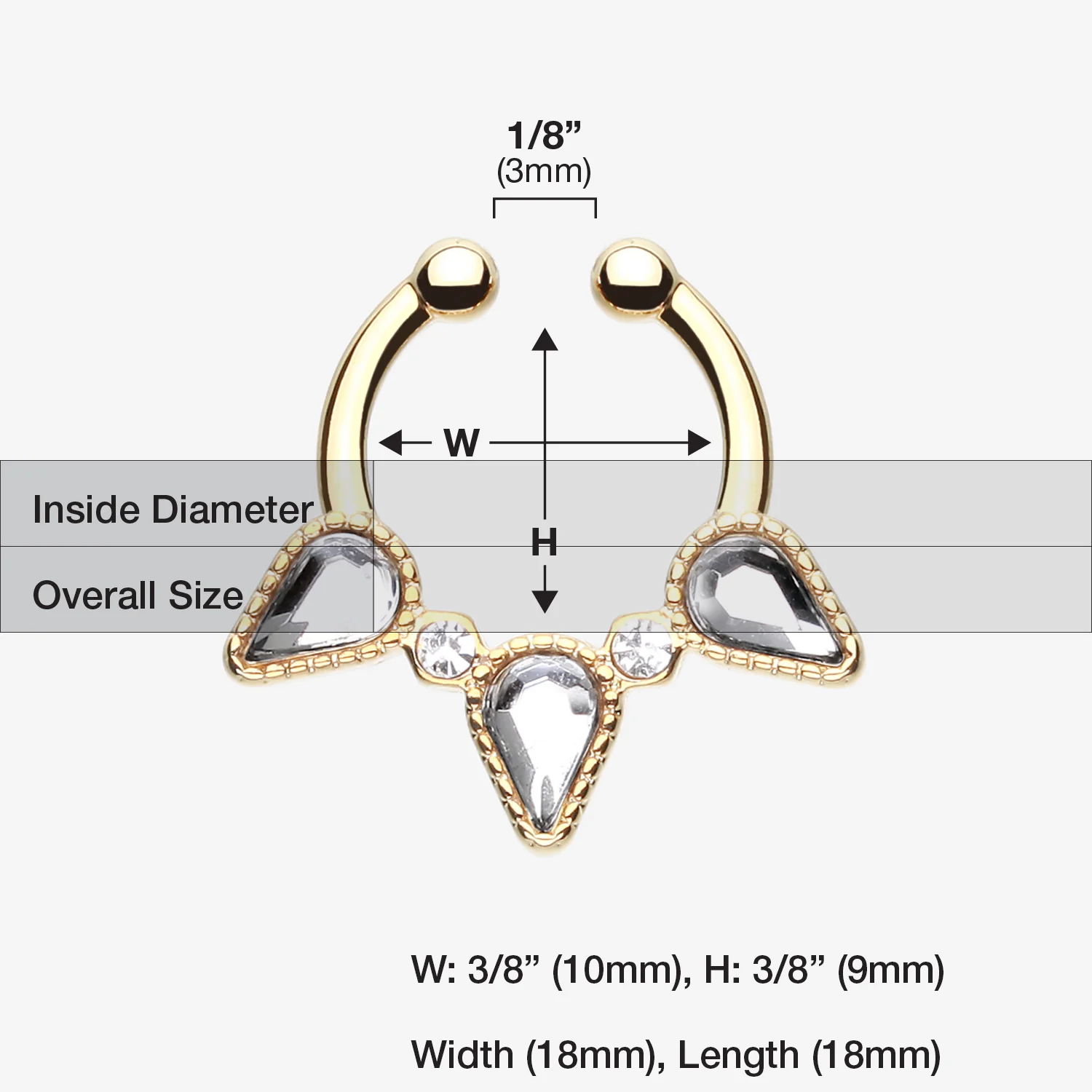 Golden Sparkle Trident Fake Septum Clip-On Ring - Image 2