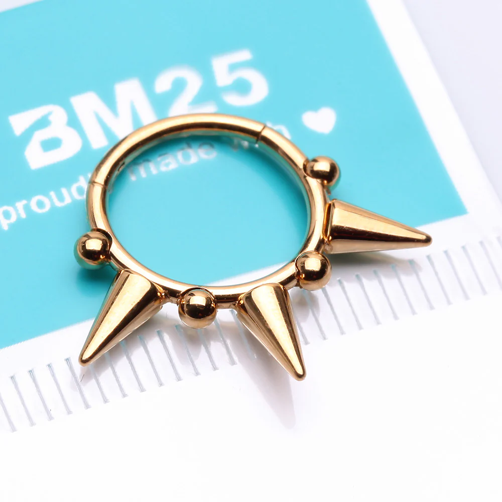 Golden Spike Tribal Luna Orbit Seamless Clicker Hoop Ring - Image 3