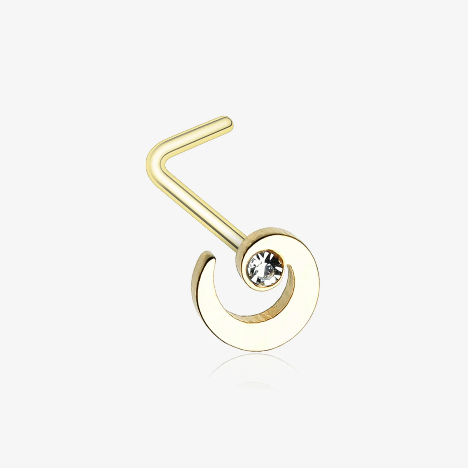 Golden Spiral Swirl Sparkle L-Shaped Nose Ring