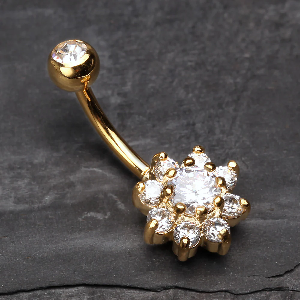 Golden Spring Flower Belly Button Ring - Image 3