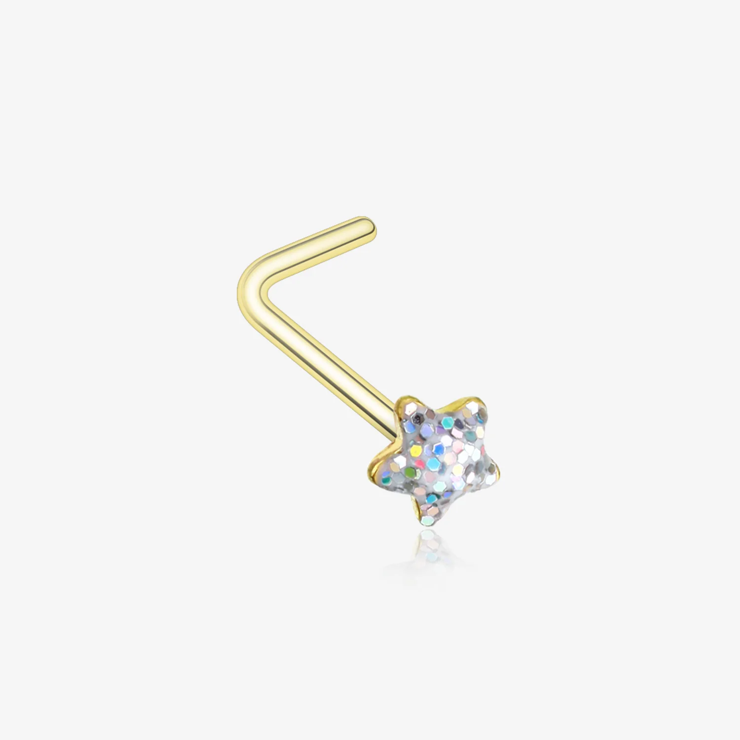Golden Star Glitter Sparkle L-Shaped Nose Ring