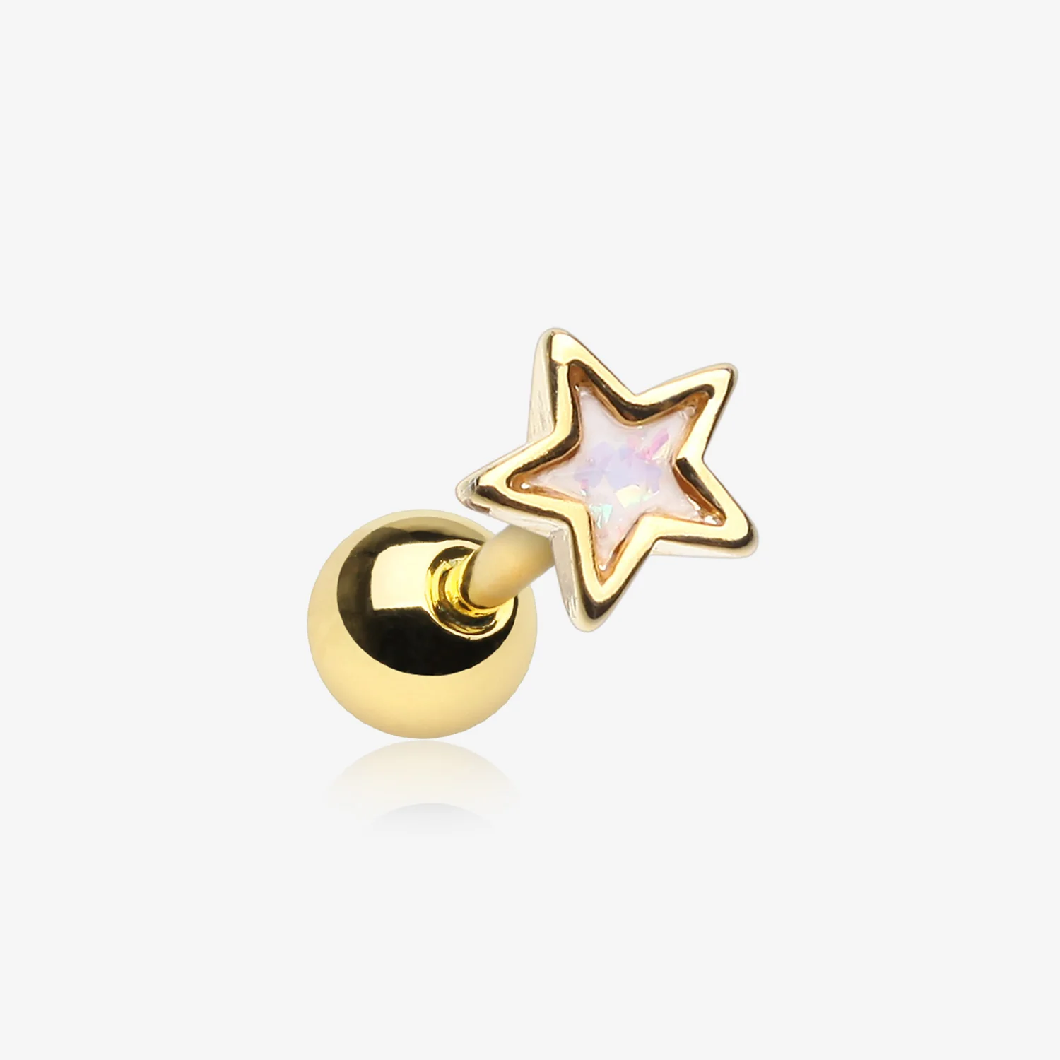 Golden Star Opal Sparkle Cartilage Tragus Barbell