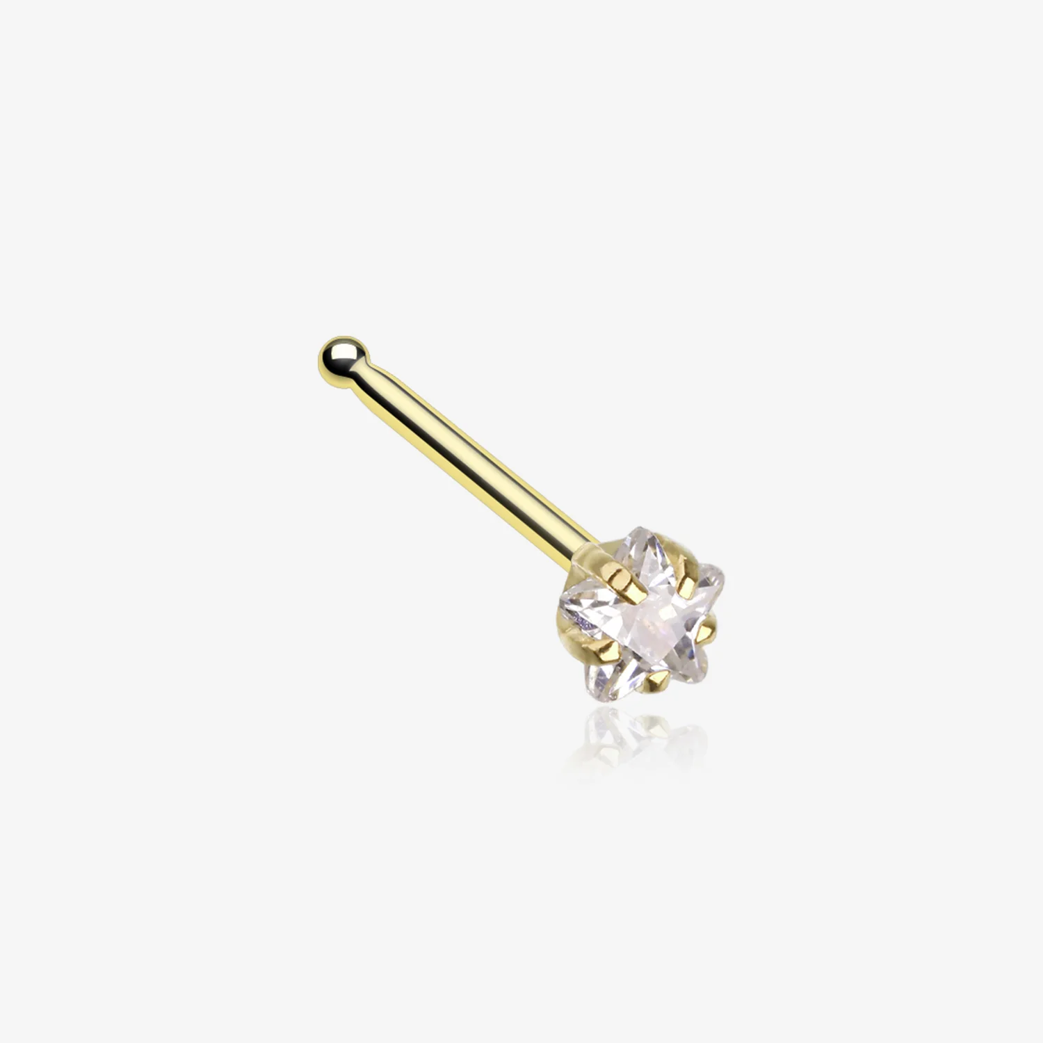 Golden Star Prong Set Gem Top Nose Stud Ring